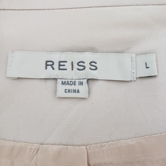 Reiss Poppy Blazer Jacket Size M/L Peplum Pleated Fitted Inverted Notch Collar - Picture 14 of 16